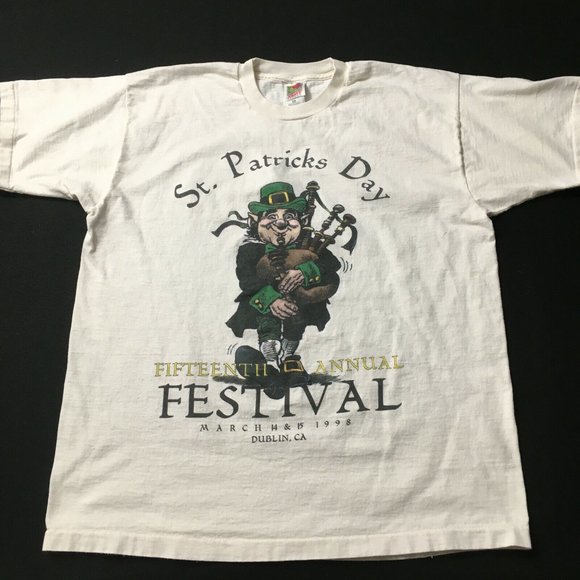 #FF St. Patrick's Day Fifteenth Annual Festival 1998 Dublin RARE VINTAGE XL wht - Picture 1 of 8